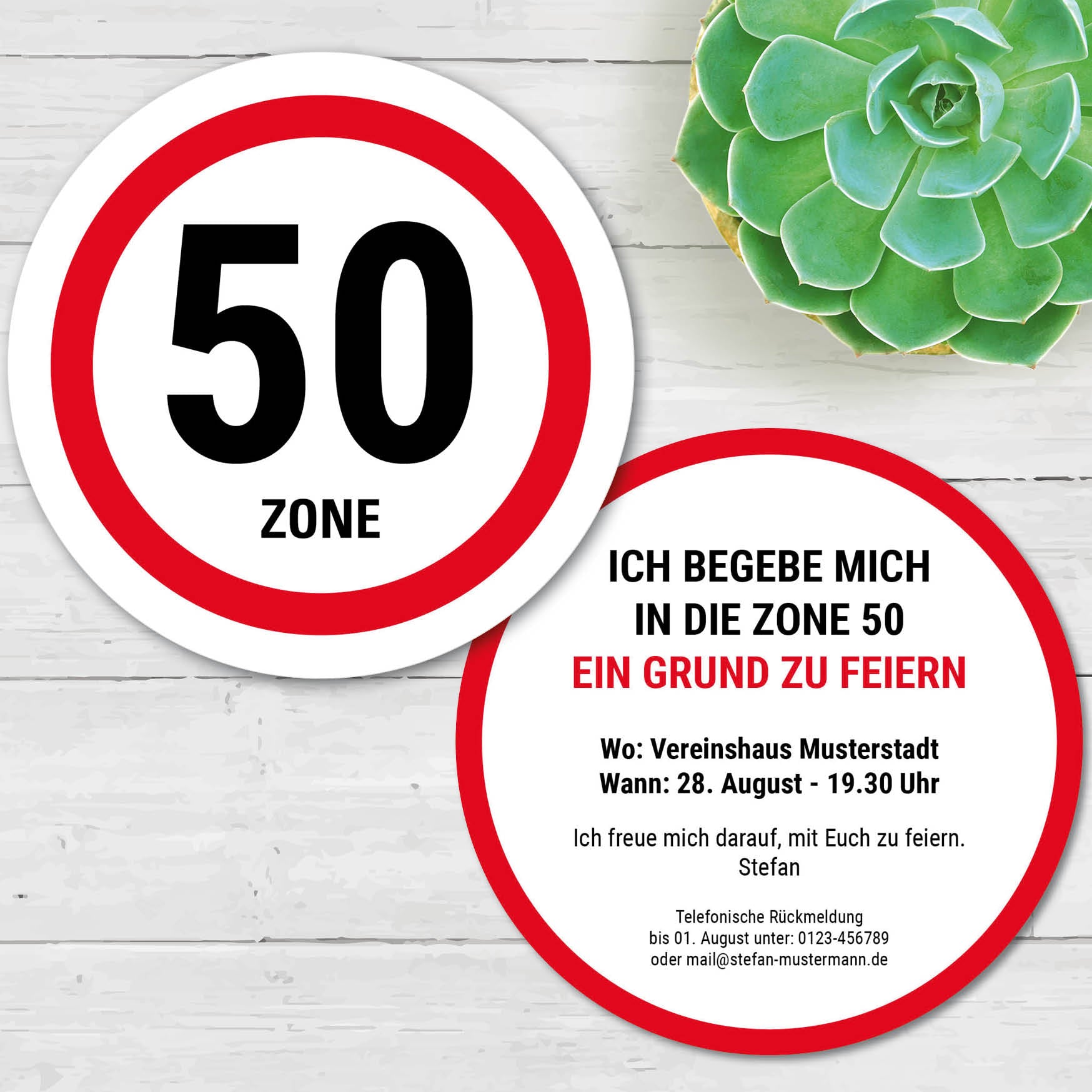 Bierdeckel Einladung zum Geburtstag: Zone 50 - Individuelle Einladung